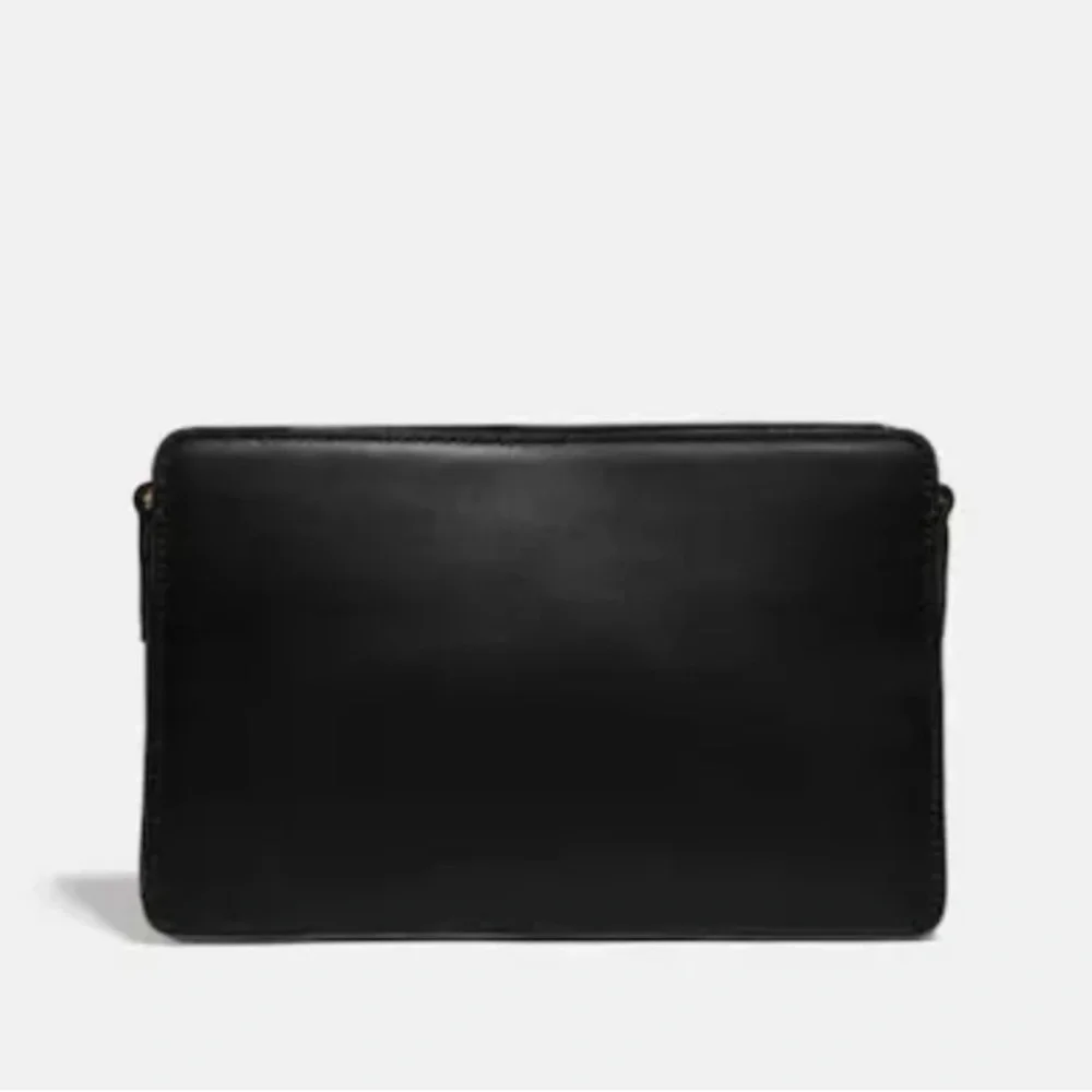COACH Signature Chain Crossbody 78801 Black Leather with signature gold chain_9
